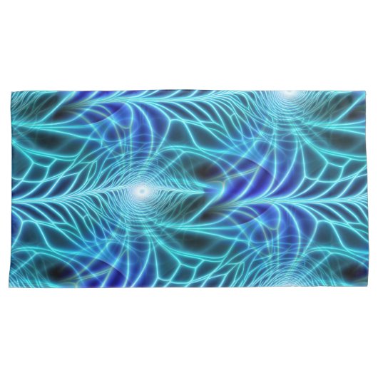Electric Blue Luminous Fractal Repeating Pattern Kussensloop (Voorkant-Rechts)