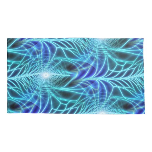 Electric Blue Luminous Fractal Repeating Pattern Kussensloop (Achterkant-Links)