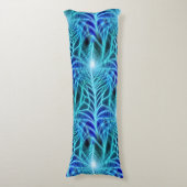Electric Blue Luminous Fractal Repeating Pattern Lichaamskussen (Voorkant Verticaal)