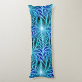 Electric Blue Luminous Fractal Repeating Pattern Lichaamskussen (Achterkant (Verticaal))