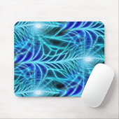 Electric Blue Luminous Fractal Repeating Pattern Muismat (Met muis)