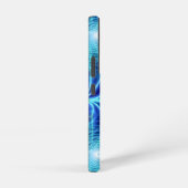 Electric Blue Luminous Fractal Repeating Pattern Samsung Galaxy Hoesje (Rechterkant)