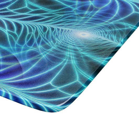 Electric Blue Luminous Fractal Repeating Pattern Snijplank (Hoek)