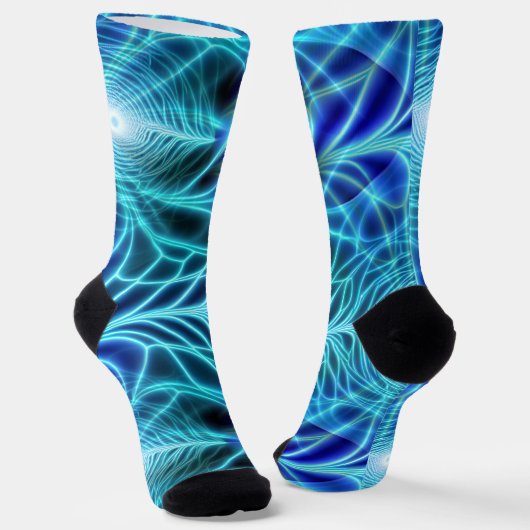 Electric Blue Luminous Fractal Repeating Pattern Sokken (Gebogen)