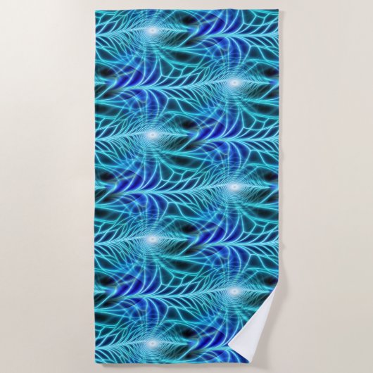 Electric Blue Luminous Fractal Repeating Pattern Strandlaken (Voorkant)