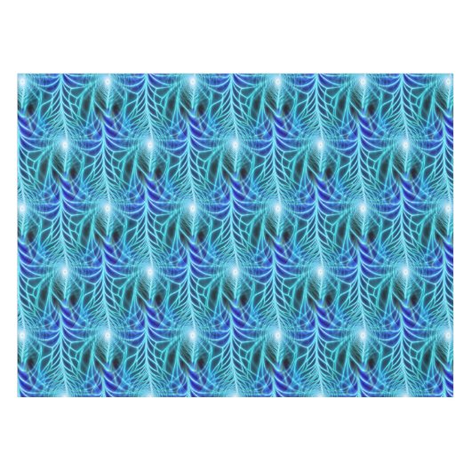 Electric Blue Luminous Fractal Repeating Pattern Tafelkleed (Voorkant (Horizontaal))