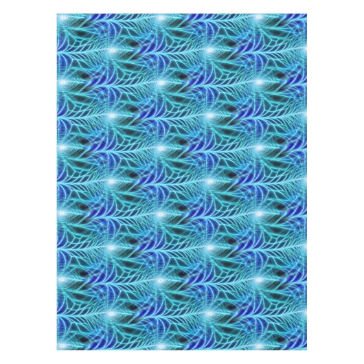 Electric Blue Luminous Fractal Repeating Pattern Tafelkleed (Voorkant)