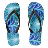 Electric Blue Luminous Fractal Repeating Pattern Teenslippers (Voetbed)