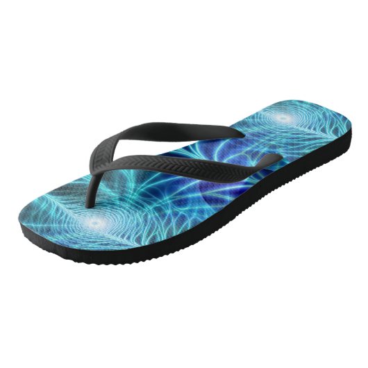 Electric Blue Luminous Fractal Repeating Pattern Teenslippers (Schuin)