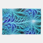 Electric Blue Luminous Fractal Repeating Pattern Theedoek (Horizontaal)