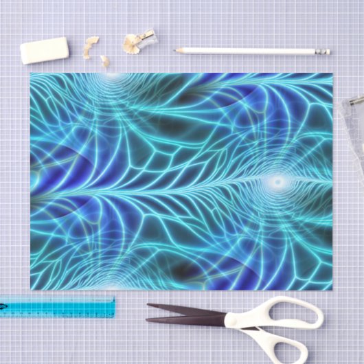 Electric Blue Luminous Fractal Repeating Pattern Tissuepapier (Craft)