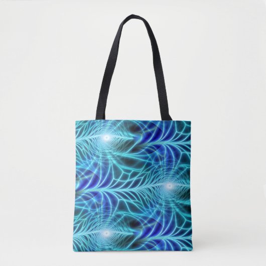 Electric Blue Luminous Fractal Repeating Pattern Tote Bag (Voorkant)
