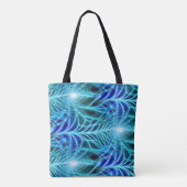 Electric Blue Luminous Fractal Repeating Pattern Tote Bag (Achterkant)