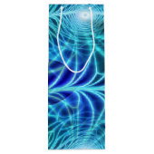 Electric Blue Luminous Fractal Repeating Pattern Wijn Cadeautas (Achterkant)