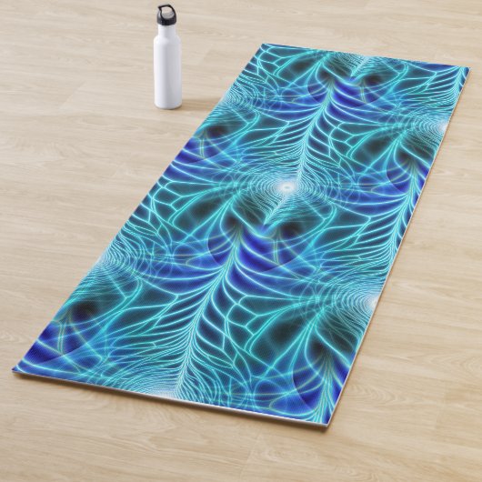 Electric Blue Luminous Fractal Repeating Pattern Yogamat (In situ)