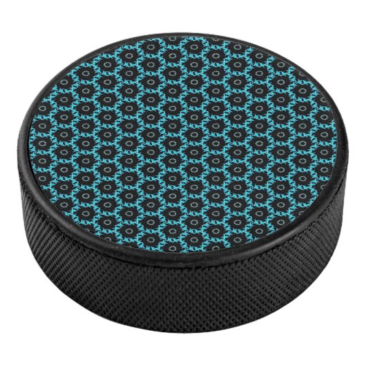 Electric Blue Mandala Hockey Puck (3/4)