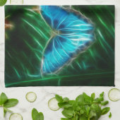 Electric Blue Morpho Butterfly Fractal Theedoek (Gevouwen)