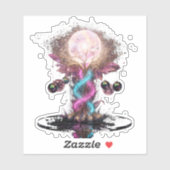 Electric Blue Neon Blossom Transparent Sticker (Vel)