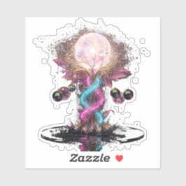 Electric Blue Neon Blossom Transparent Sticker