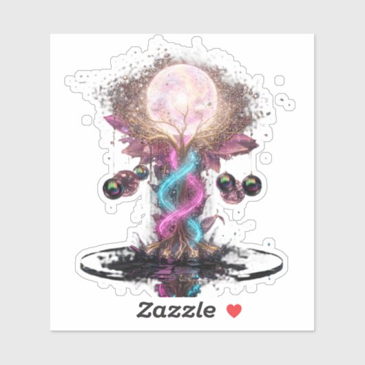 Electric Blue Neon Blossom Transparent Sticker (Vel)