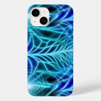 Electric Blue Neon Fractal Repetting Pattern