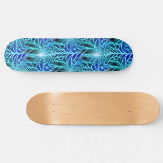 Electric Blue Neon Fractal Repetting Pattern Persoonlijk Skateboard (Horizontaal)