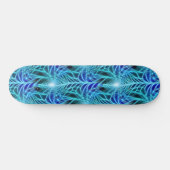 Electric Blue Neon Fractal Repetting Pattern Persoonlijk Skateboard (Horizontaal)
