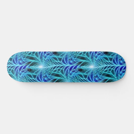 Electric Blue Neon Fractal Repetting Pattern Persoonlijk Skateboard (Horizontaal)