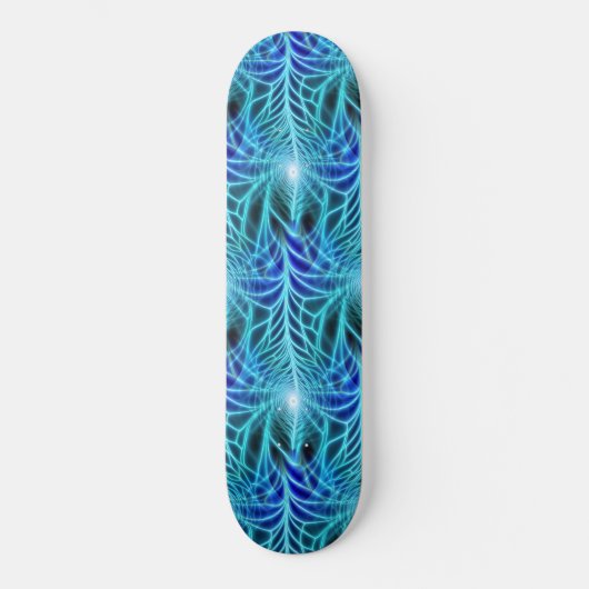 Electric Blue Neon Fractal Repetting Pattern Persoonlijk Skateboard (Voorkant)