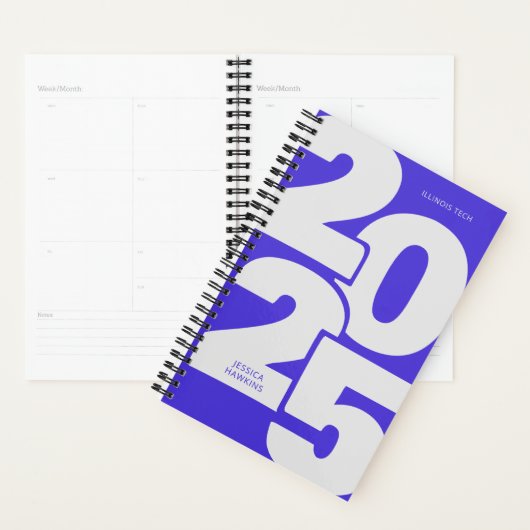 Electric Blue Overlapped Year Spiral Weekly Planner (Display)