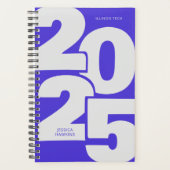 Electric Blue Overlapped Year Spiral Weekly Planner (Voorkant)