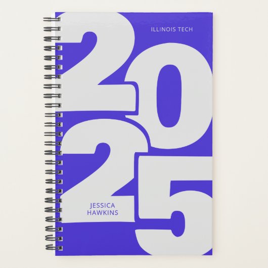 Electric Blue Overlapped Year Spiral Weekly Planner (Voorkant)