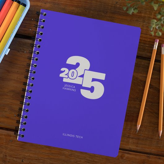 Electric Blue Overlapped Year Spiral Weekly Planner