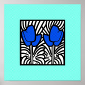 Electric Blue Pop Art Tulpen Poster (Voorkant)