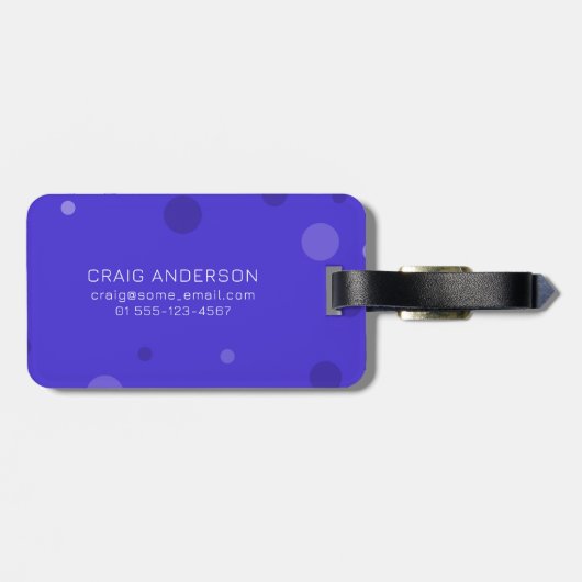 Electric Blue Pop Stippen Bagagelabel (Achterkant horizontaal)
