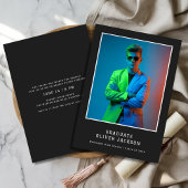 Electric Blue Retro Afstuderen Foto Kaart