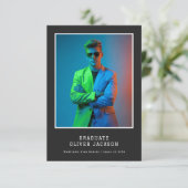  Electric Blue Retro Afstuderen Foto Kaart (Staand voorkant)