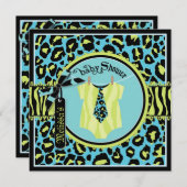 Electric Blue Rock Star Jumper & Stropdas Baby sho Kaart (Voorkant / Achterkant)