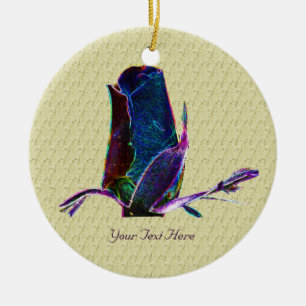 Electric Blue Rosebud Floral Ornament