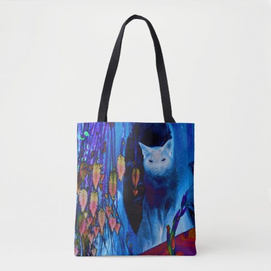 Electric Blue Siamese Cat Animal Art Tote Bag (Voorkant)
