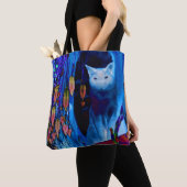 Electric Blue Siamese Cat Animal Art Tote Bag (Dichtbij)