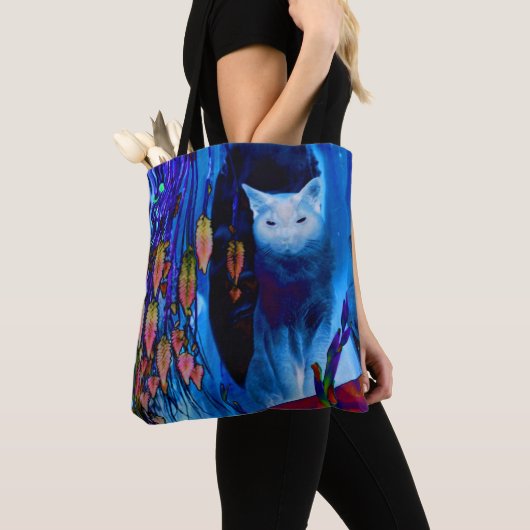 Electric Blue Siamese Cat Animal Art Tote Bag (Dichtbij)