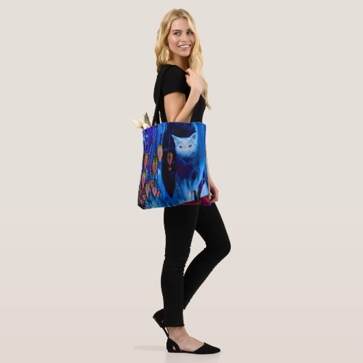 Electric Blue Siamese Cat Animal Art Tote Bag (Op model)