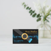 Electric Blue Sound Wave Lightning Guitar Visitekaartje (Staand voorkant)