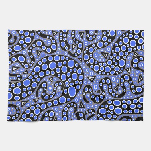 Electric Blue Squiggles Theedoek (Horizontaal)
