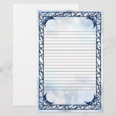 Electric Blue Upright Crescent Lined Briefpapier (Voorkant / Achterkant)