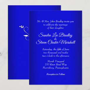 Electric Blue Wedding Invitation 5" x 7" Kaart