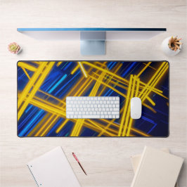 Electric Blue Yellow Glowing Futuristic Line Art Bureaumat