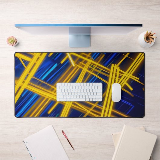Electric Blue Yellow Glowing Futuristic Line Art Bureaumat (Kantoor 1)