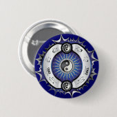Electric Blue Yin Yang Ronde Button 5,7 Cm (Voorkant /achterkant)
